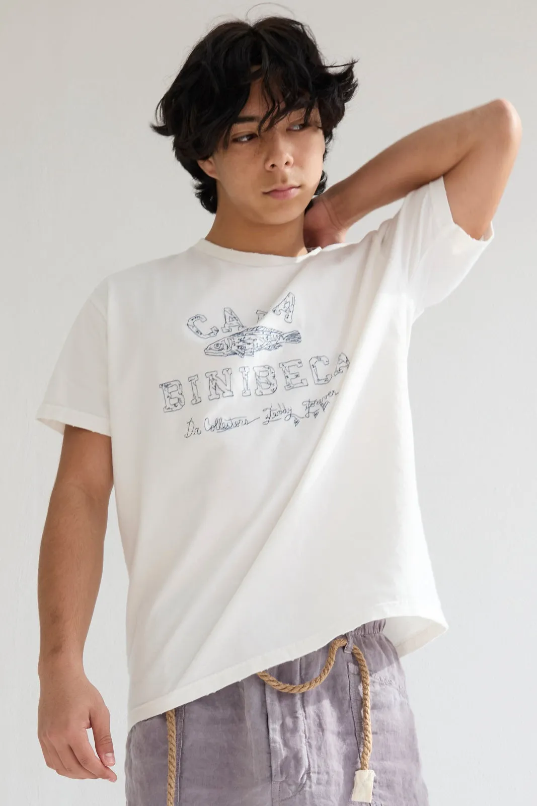 Model T. Recycled Cala Binibeca Jersey 100% Cotton Sun Faded Dye Off White sold by Dr. Collectors product image thumbnail 3