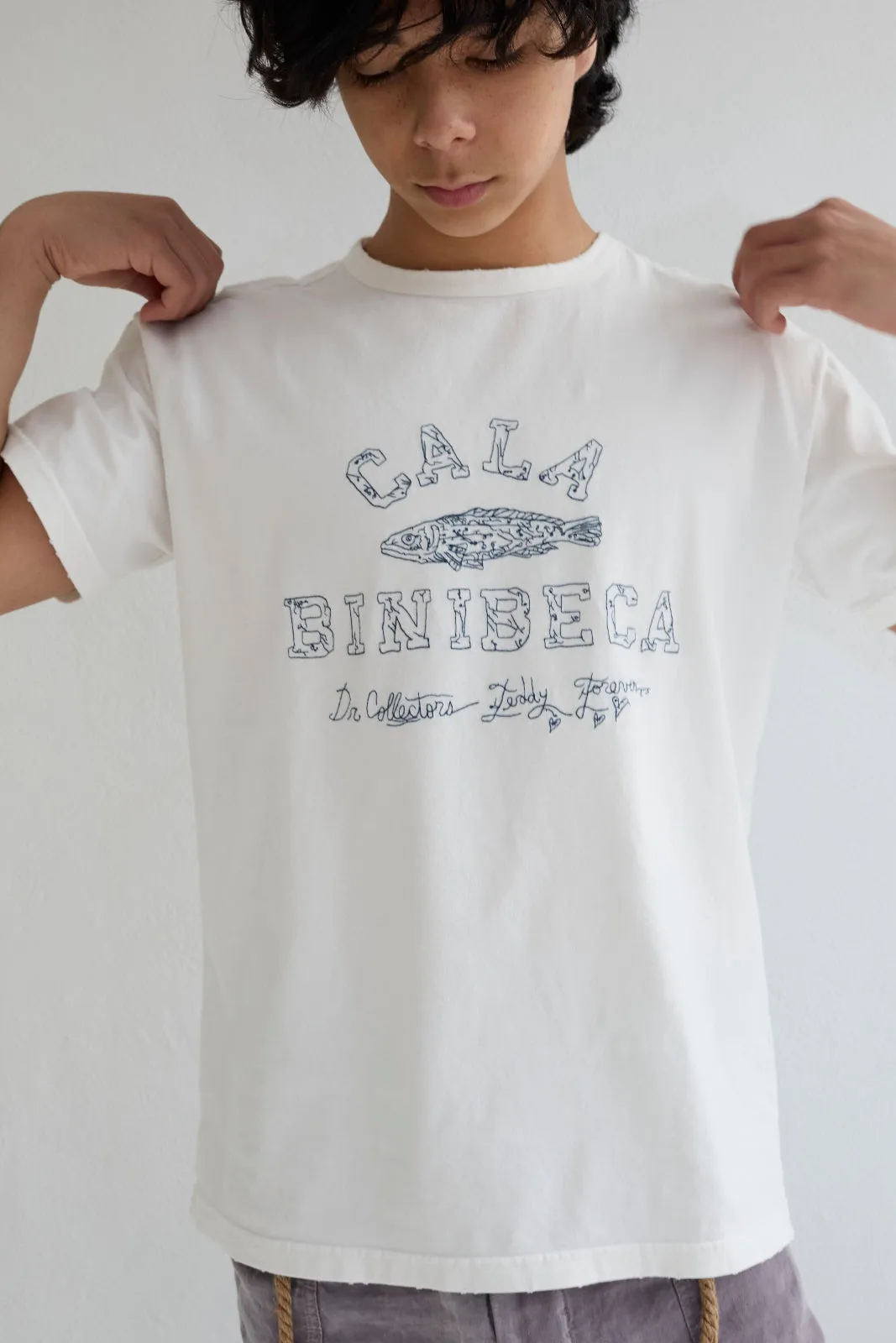 Model T. Recycled Cala Binibeca Jersey 100% Cotton Sun Faded Dye Off White sold by Dr. Collectors product image thumbnail 4