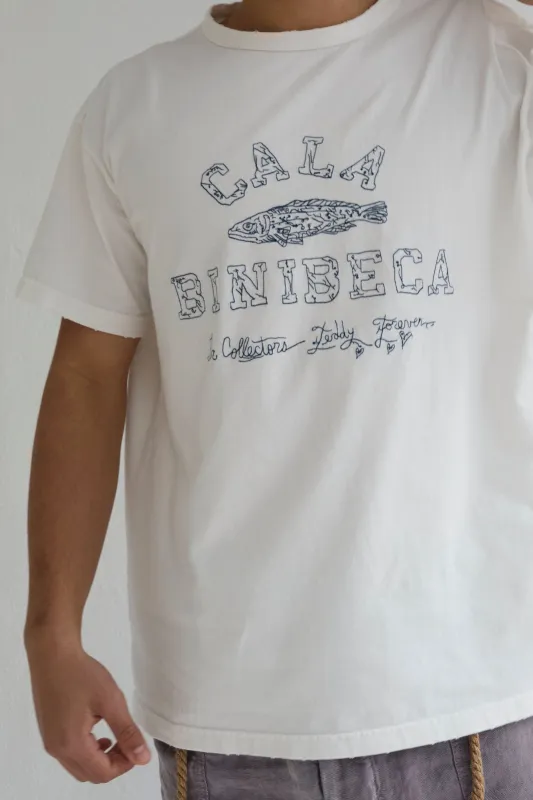 Model T. Recycled Cala Binibeca Jersey 100% Cotton Sun Faded Dye Off White made by Dr. Collectors