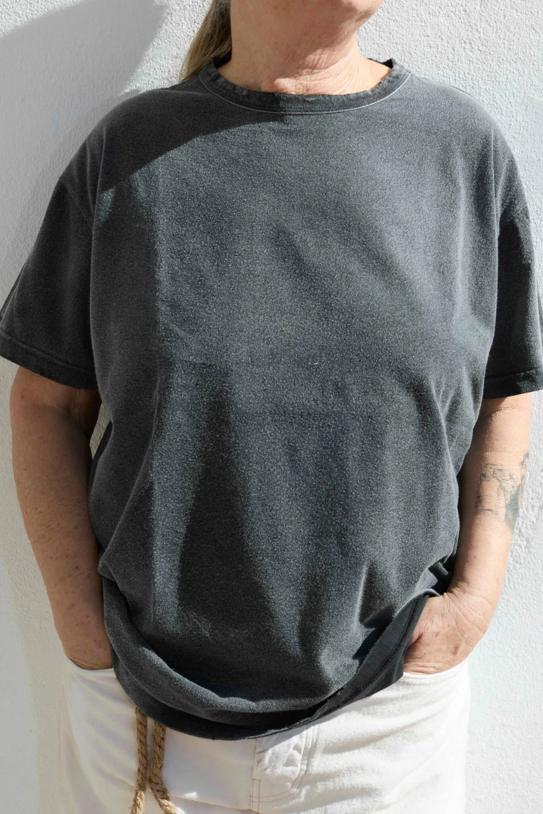 Model T. Recycled Jersey 100% Cotton Sun Faded Dye Smoke Black sold by Dr. Collectors