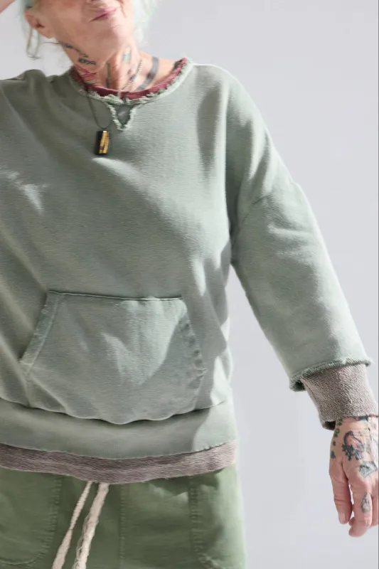 Recycle Sweat 100% Cotton French Terry Sun Faded Dye Army Green made by Dr. Collectors