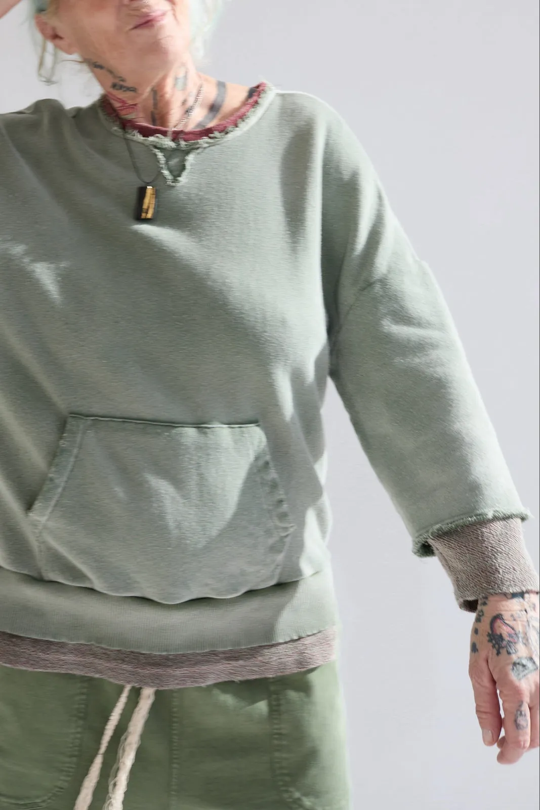 Recycle Sweat 100% Cotton French Terry Sun Faded Dye Army Green sold by Dr. Collectors
