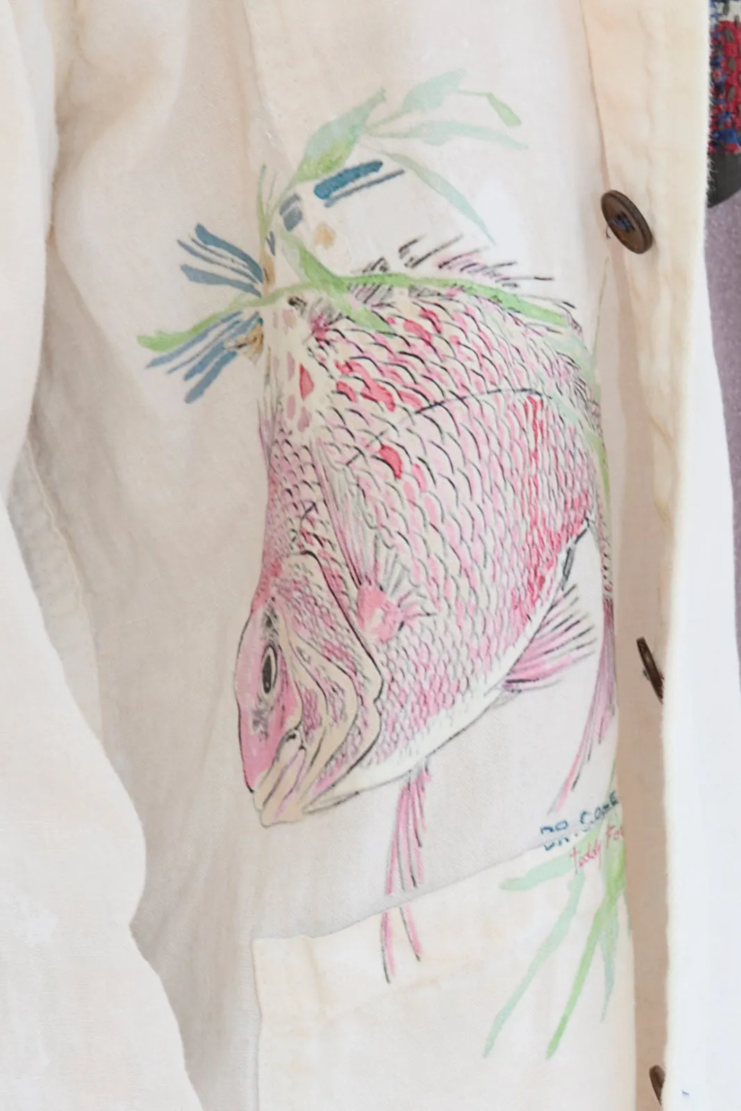 New Saigon Koi Fish 8oz 100% Hemp Sun Faded - Paint Dye Off White sold by Dr. Collectors product image thumbnail 3