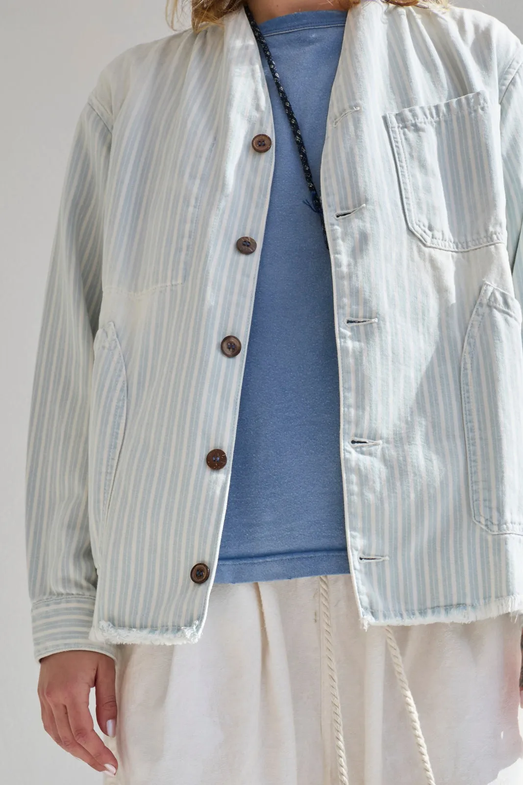 Okinawa Biarritz 9oz Indigo Stripes Cotton Sun Faded Wash Blue sold by Dr. Collectors product image thumbnail 2