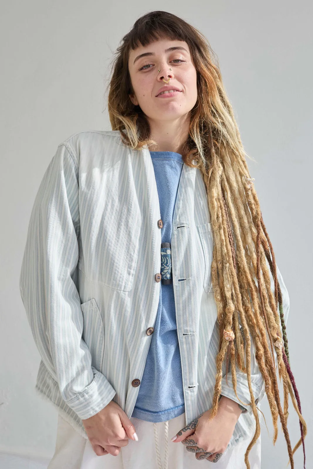 Okinawa Biarritz 9oz Indigo Stripes Cotton Sun Faded Wash Blue sold by Dr. Collectors product image thumbnail 3