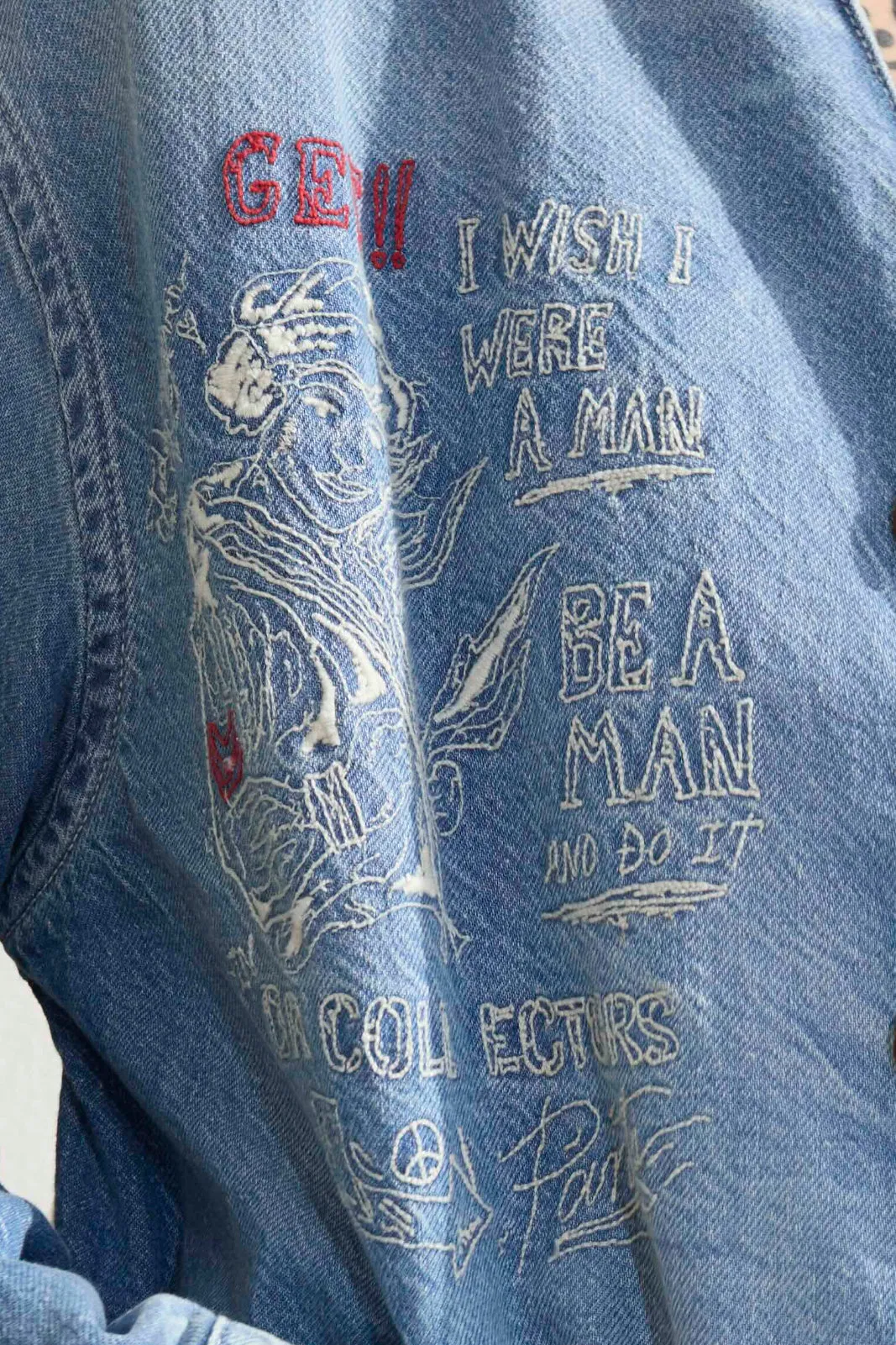 Okinawa GI Embroidery 9oz Denim & Recycled Cotton Sun Faded Wash sold by Dr. Collectors product image thumbnail 3