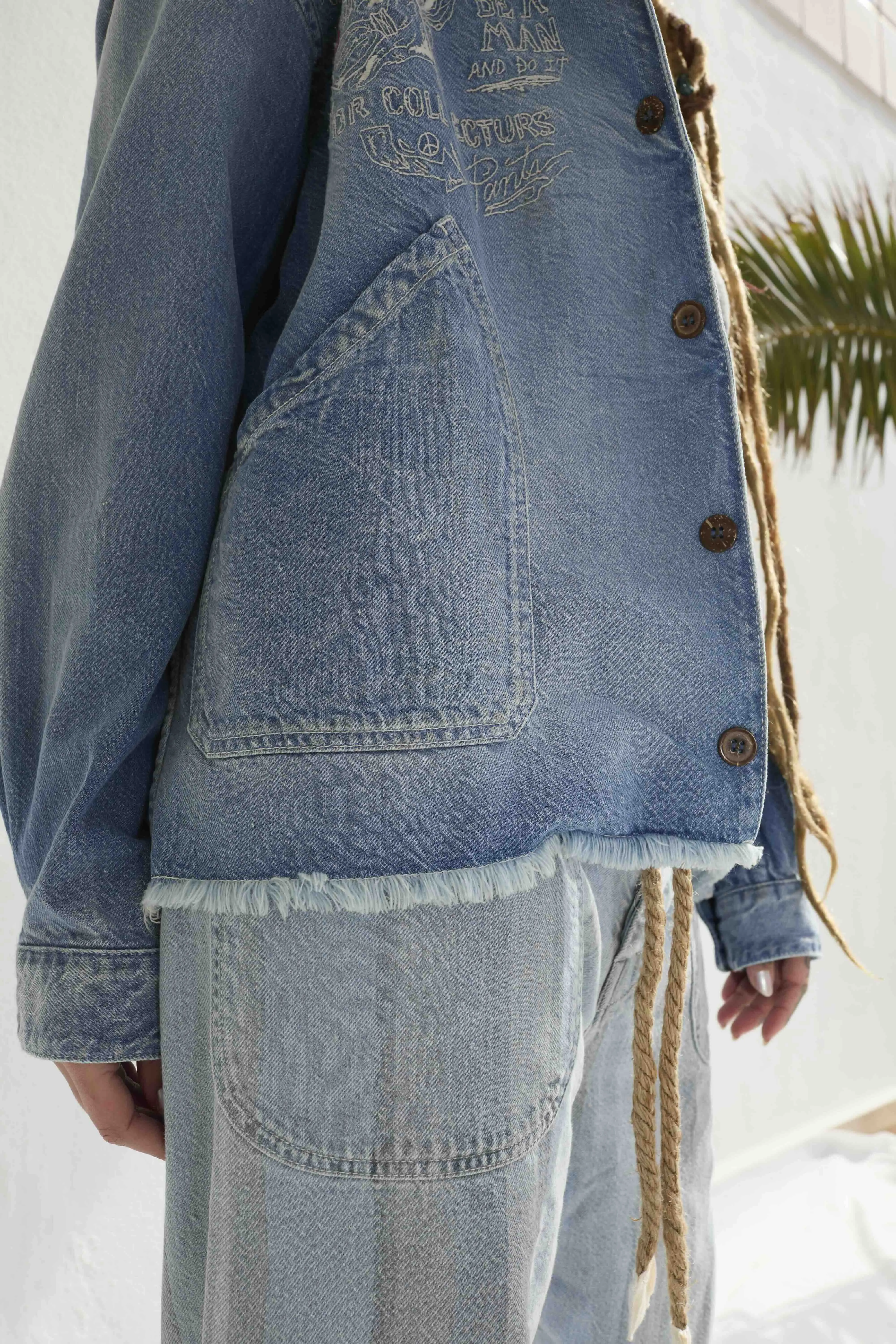 Okinawa GI Embroidery 9oz Denim & Recycled Cotton Sun Faded Wash sold by Dr. Collectors product image thumbnail 4
