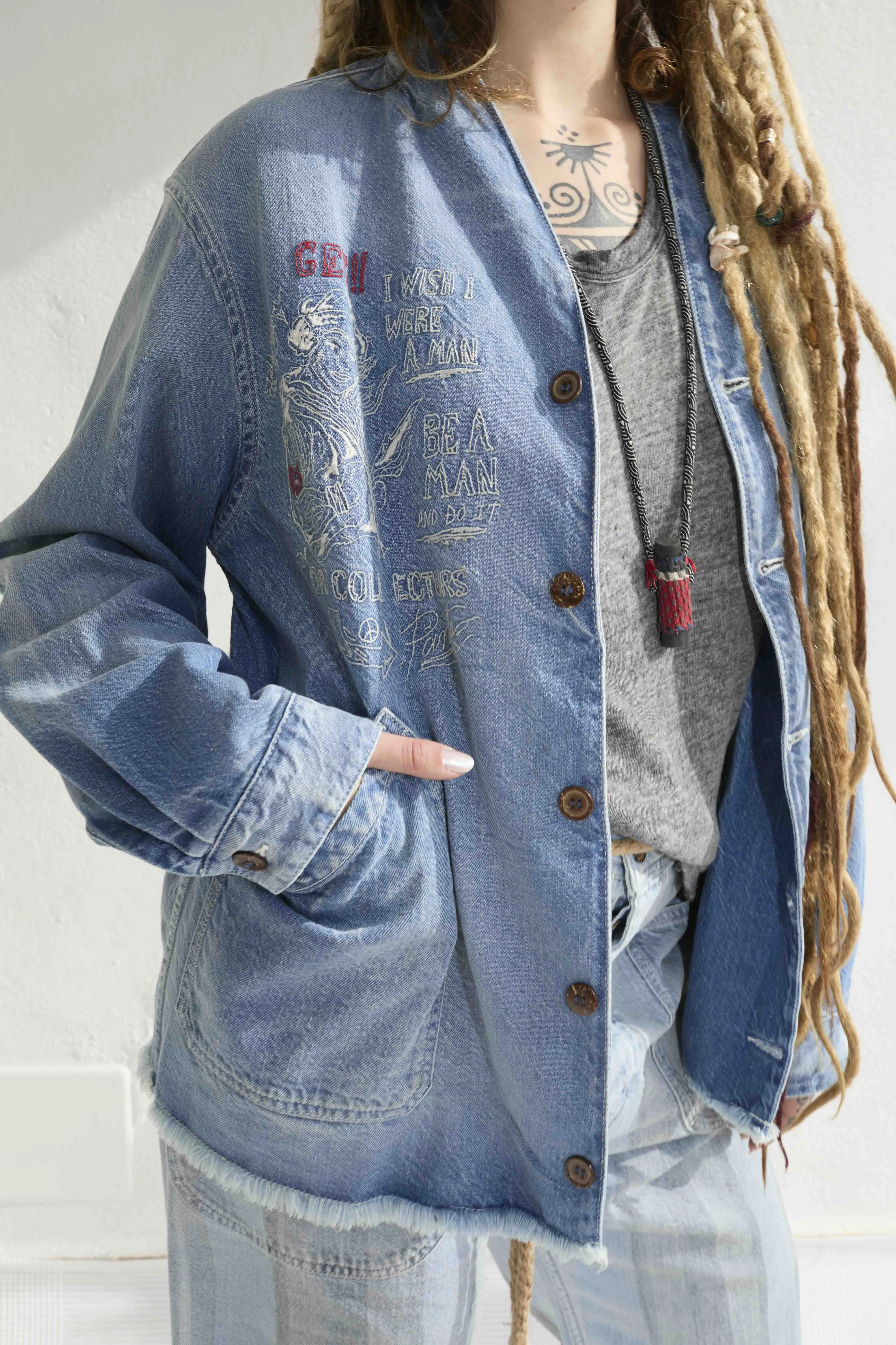 Okinawa GI Embroidery 9oz Denim & Recycled Cotton Sun Faded Wash sold by Dr. Collectors product image thumbnail 2