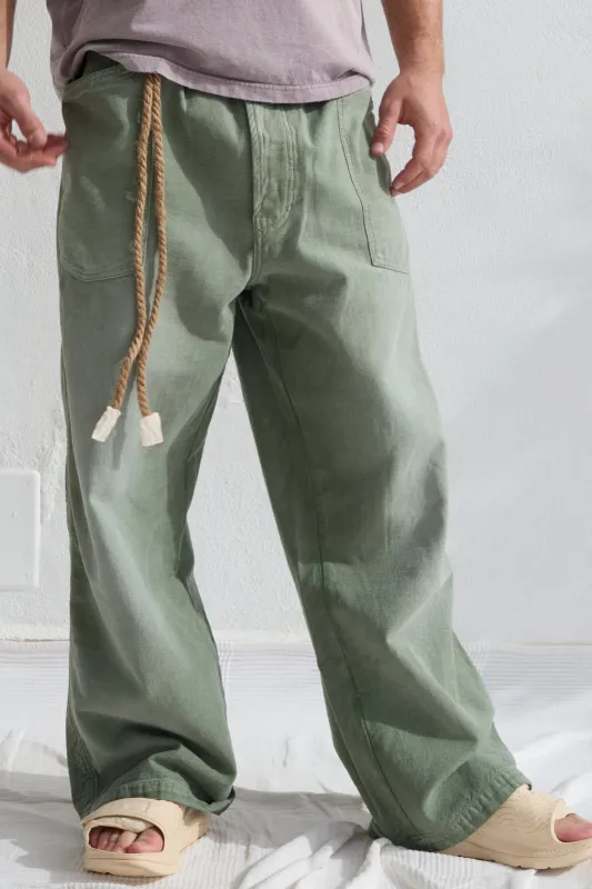 P82 Katmandu 9oz Linen/Organic Cotton Sun Faded Dye Army Green made by Dr. Collectors