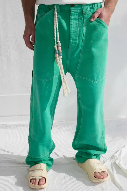 P71 Carpenter 9oz Linen/Organic Cotton Sun Faded Dye Ivy Green made by Dr. Collectors