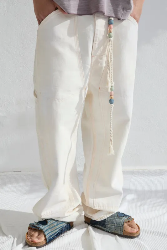 P71 Carpenter 9oz Linen/Organic Cotton Sun Faded-Paint Dye Off White made by Dr. Collectors
