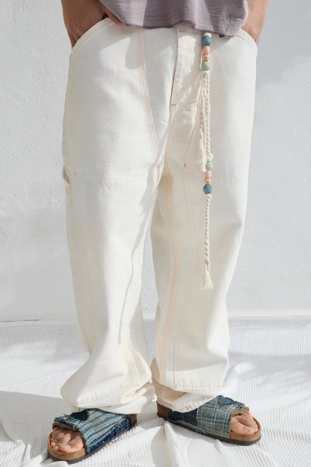 P71 Carpenter 9oz Linen/Organic Cotton Sun Faded-Paint Dye Off White sold by Dr. Collectors