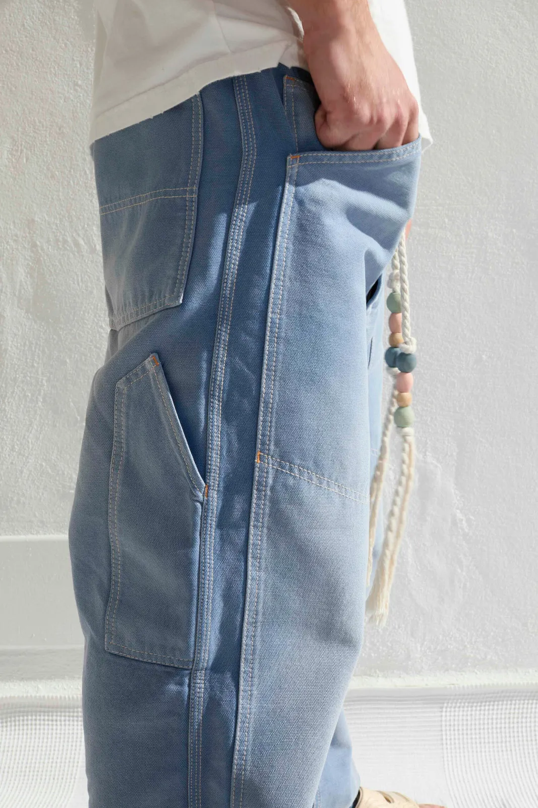 P71 Carpenter 9oz Linen/Organic Cotton Sun Faded Dye Bleu de Travail sold by Dr. Collectors product image thumbnail 4