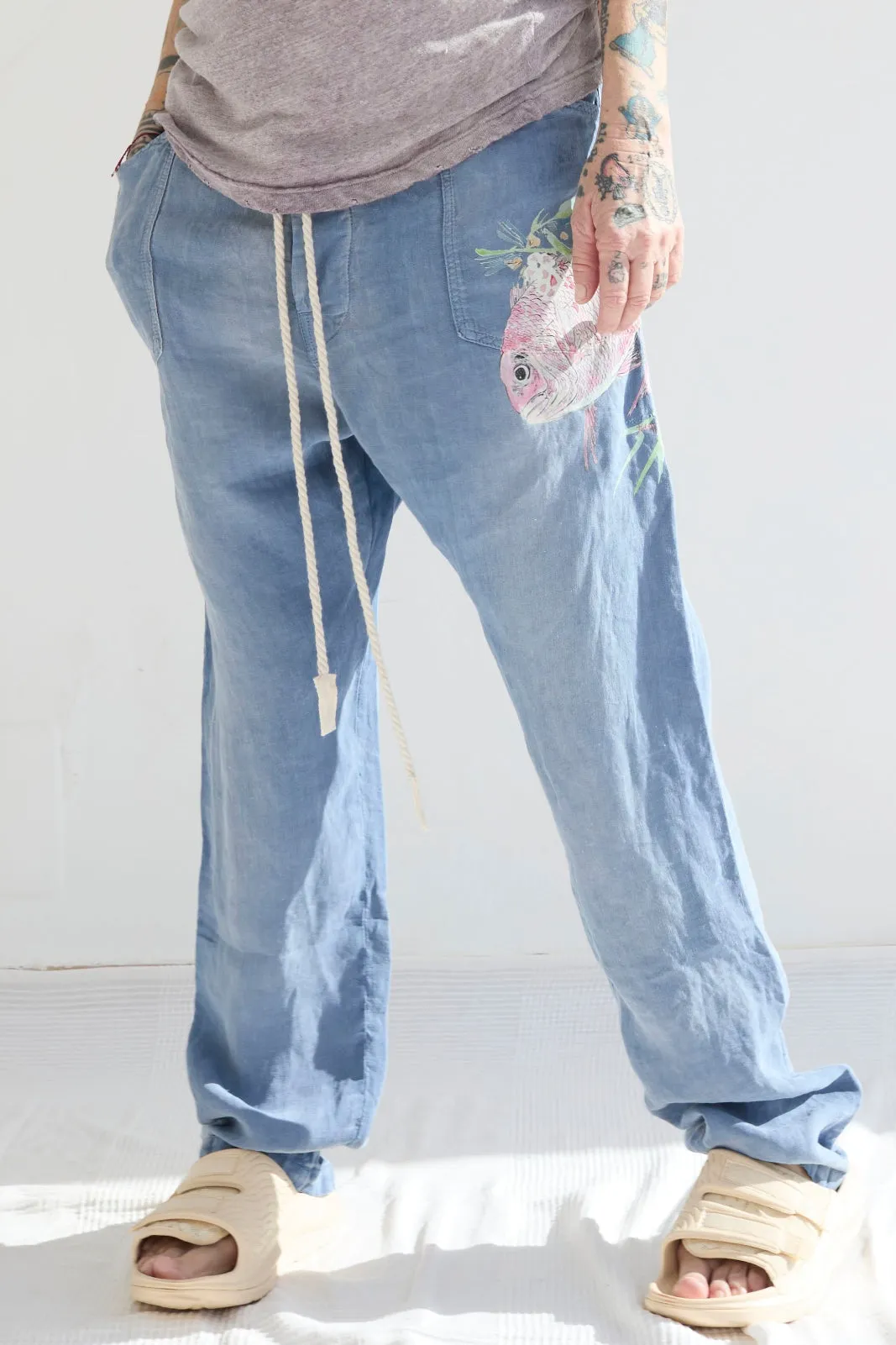 P38 Koi Fish 8oz 100% Hemp Sun Faded Dye Bleu de Travail sold by Dr. Collectors product image thumbnail 3