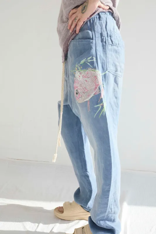 P38 Koi Fish 8oz 100% Hemp Sun Faded Dye Bleu de Travail made by Dr. Collectors