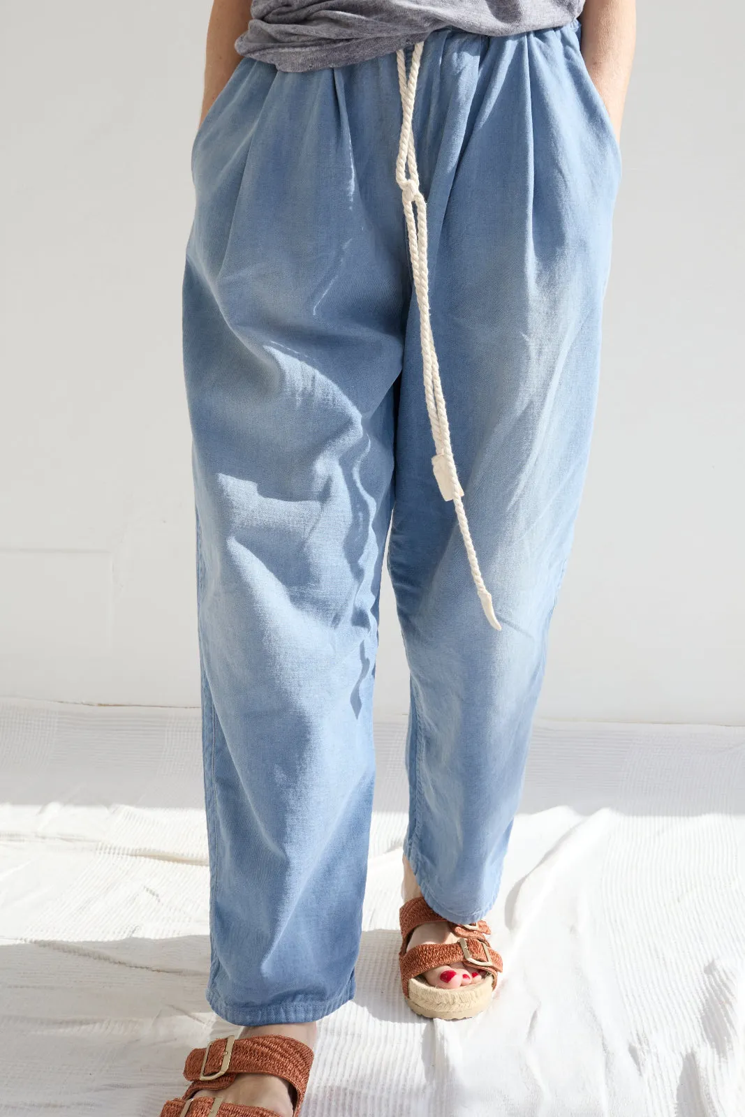 P43 Kyoto 9oz Linen/Organic Cotton Sun Faded Dye Bleu de Travail sold by Dr. Collectors