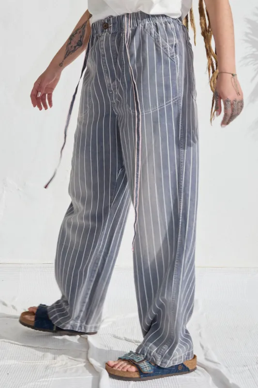 P85 HBT 9oz Indigo Stripes Cotton Sun Faded Dye Navy made by Dr. Collectors