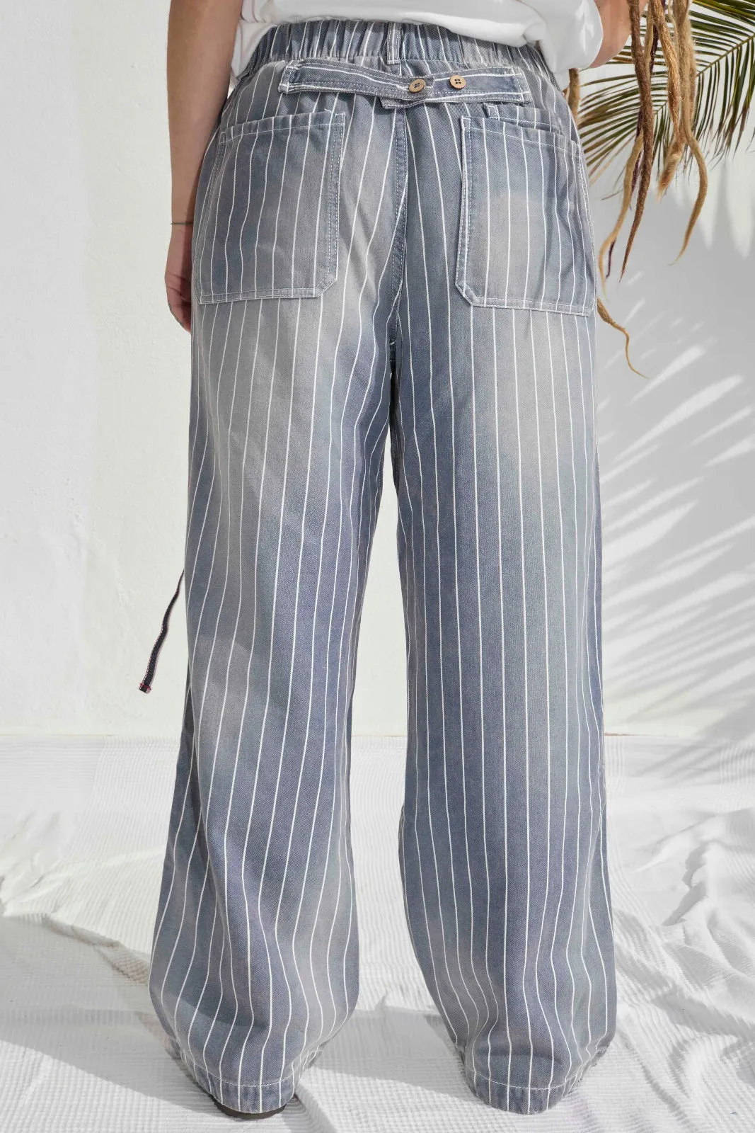 P85 HBT 9oz Indigo Stripes Cotton Sun Faded Dye Navy sold by Dr. Collectors product image thumbnail 3