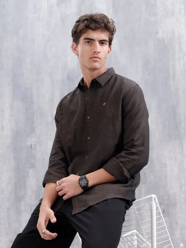 Men's Casual Solid Shirt | Brown sold by Wrogn