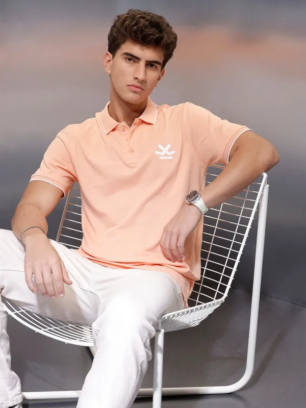Solid Slim Fit Polo T-Shirt | Orange sold by Wrogn