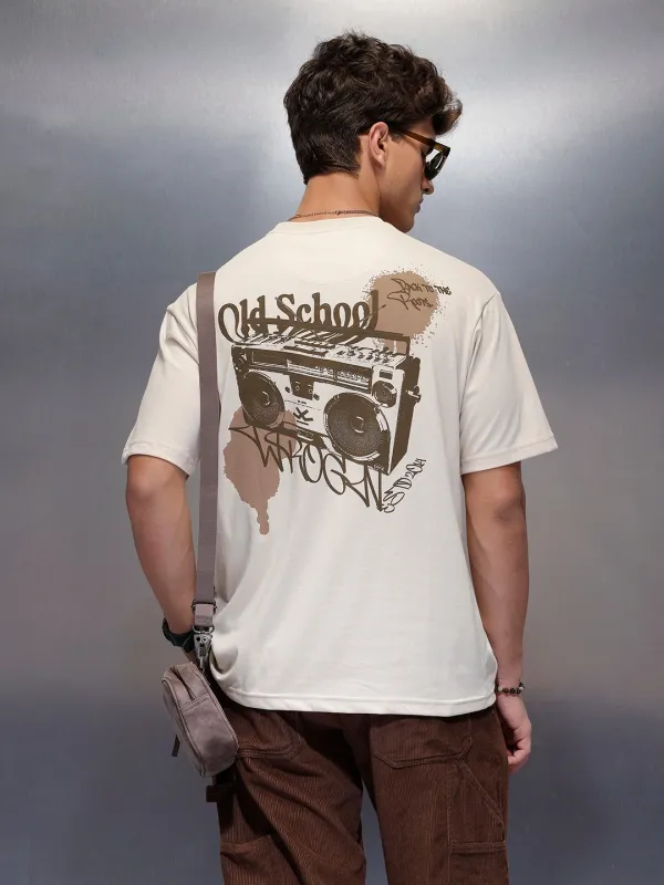 Casual Back Printed Oversized T-Shirt | Beige sold by Wrogn