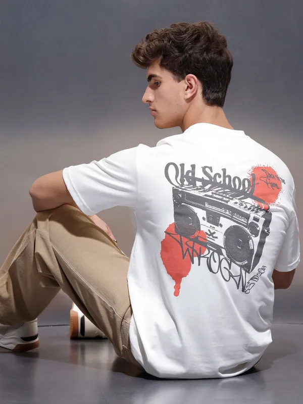 Casual Back Printed Oversized T-Shirt  | White sold by Wrogn