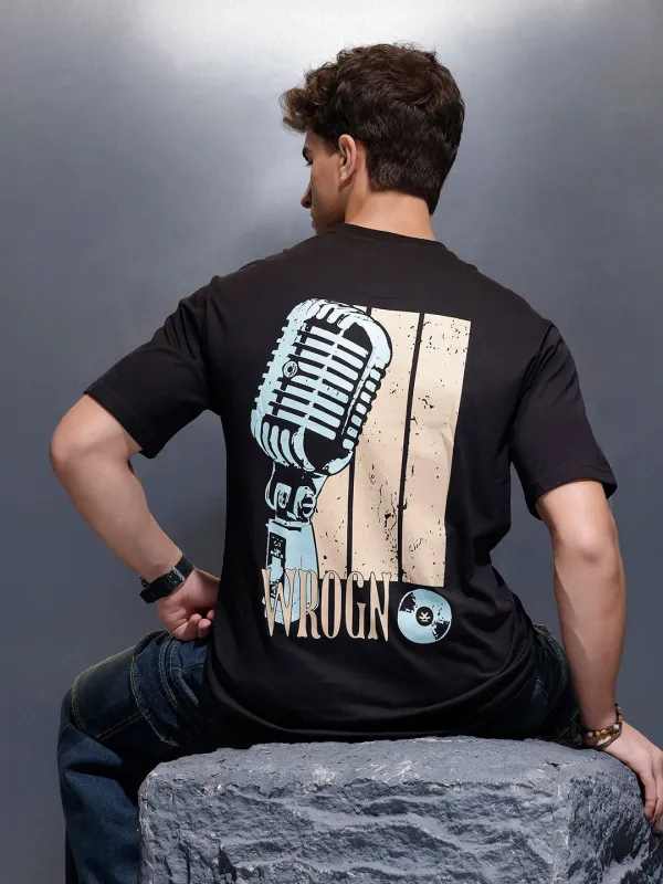 Casual Back Printed Oversized T-Shirt  | Black sold by Wrogn