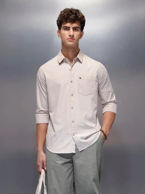 Men's Casual Regular Fit Shirt | Grey sold by Wrogn