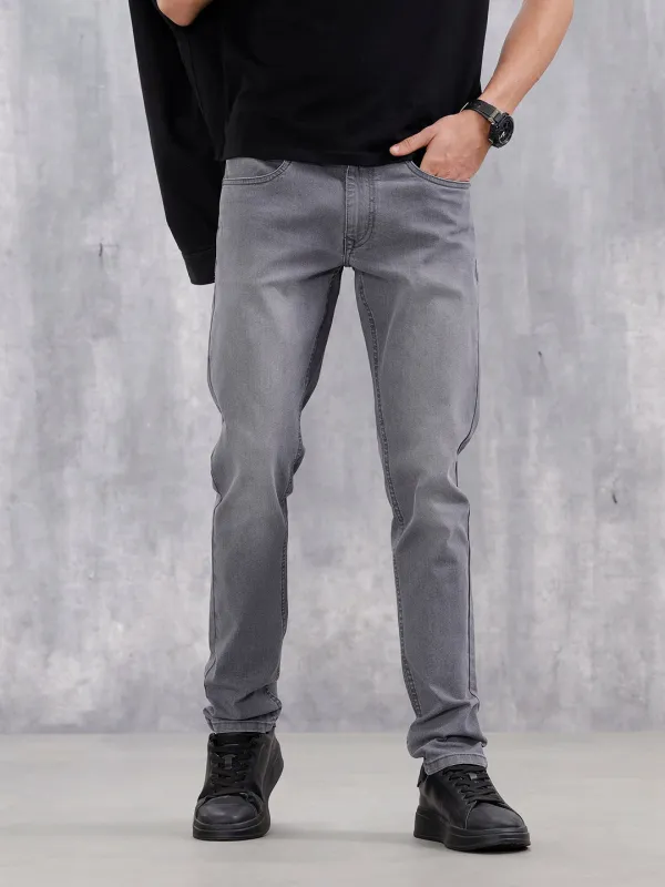 Mid Wash Casual Slim Fit Jeans | Grey sold by Wrogn