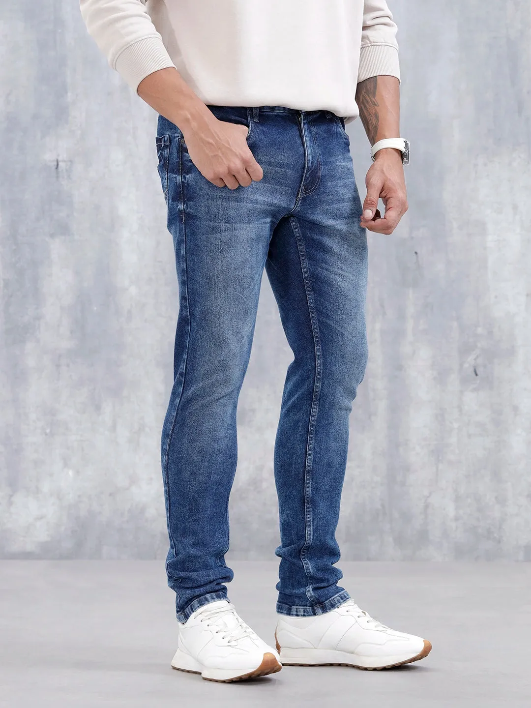 Men's Casual Slim Fit Jeans | Dark Blue sold by Wrogn product image thumbnail 4