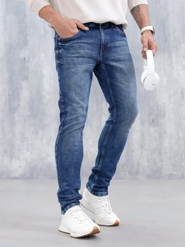 Men's Casual Slim Fit Jeans  | Dark Blue sold by Wrogn