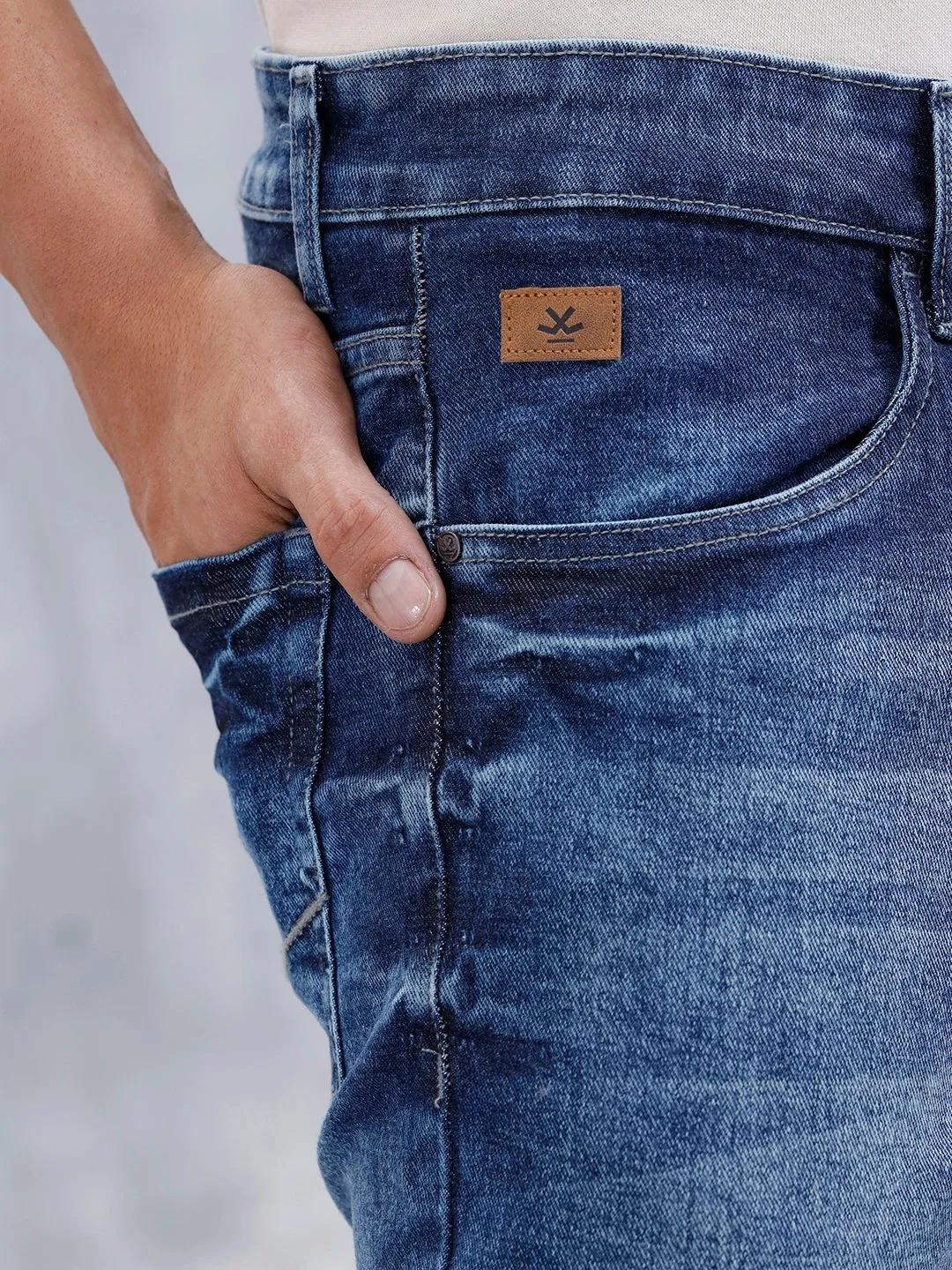 Men's Casual Slim Fit Jeans | Dark Blue sold by Wrogn product image thumbnail 5