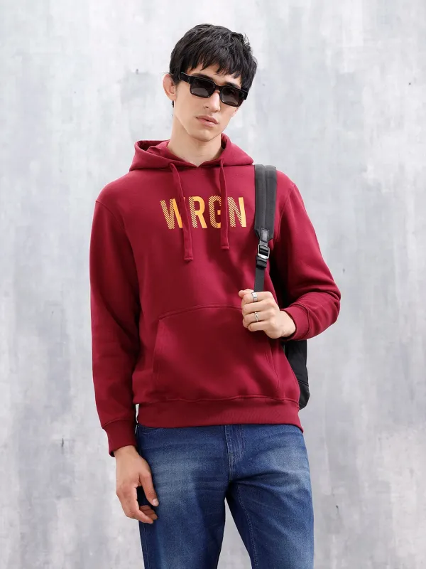 Wrogn Oversized Graphic Hoodie For Men | Maroon sold by Wrogn