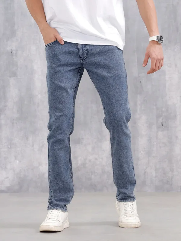 Men's Casual Slim Fit Jeans | Med Stone made by Wrogn