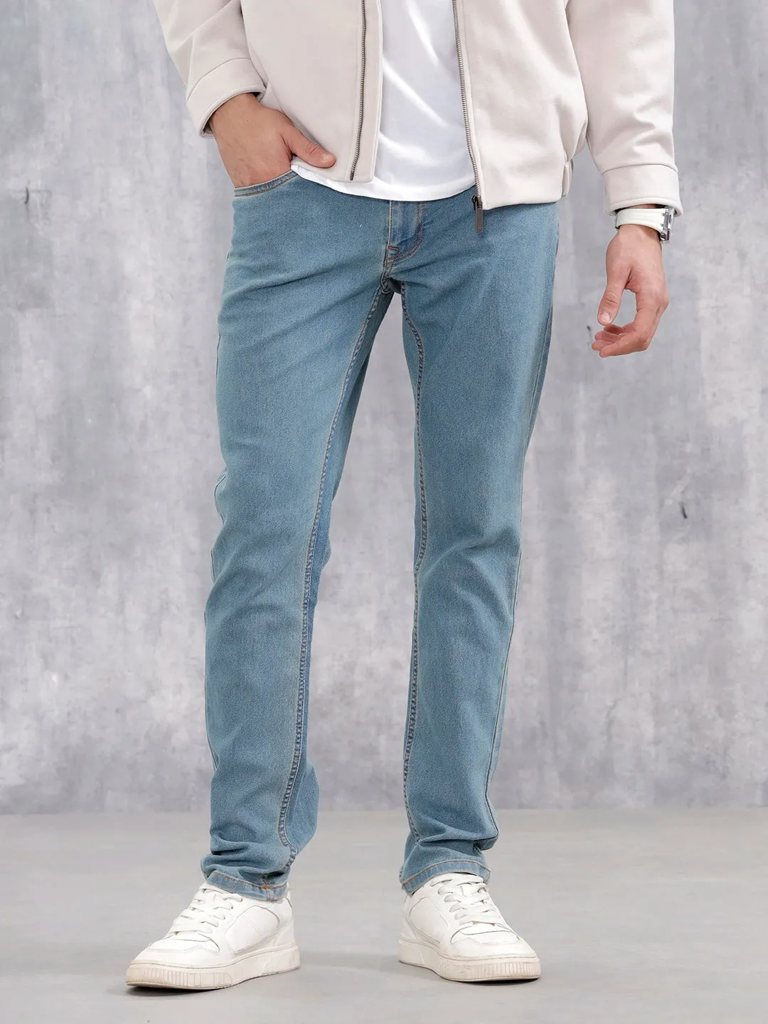 Men's Casual Slim Fit Jeans | Med Stone sold by Wrogn