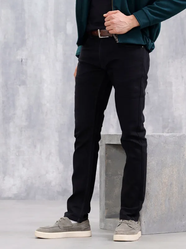 Men's Casual Slim Fit Jeans | Black sold by Wrogn