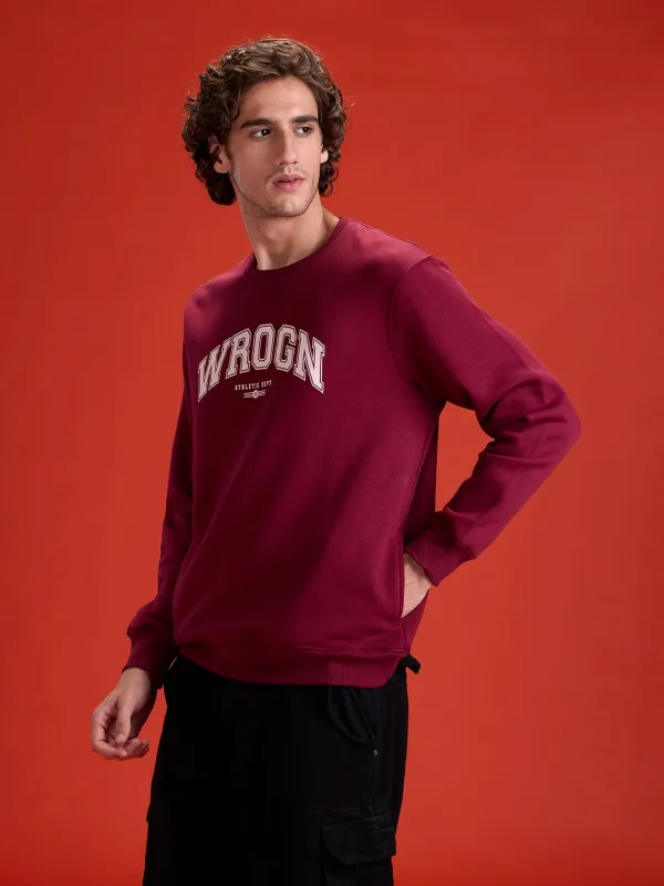 Wrogn Graphic Printed Comfort Fit Sweatshirt | Maroon sold by Wrogn
