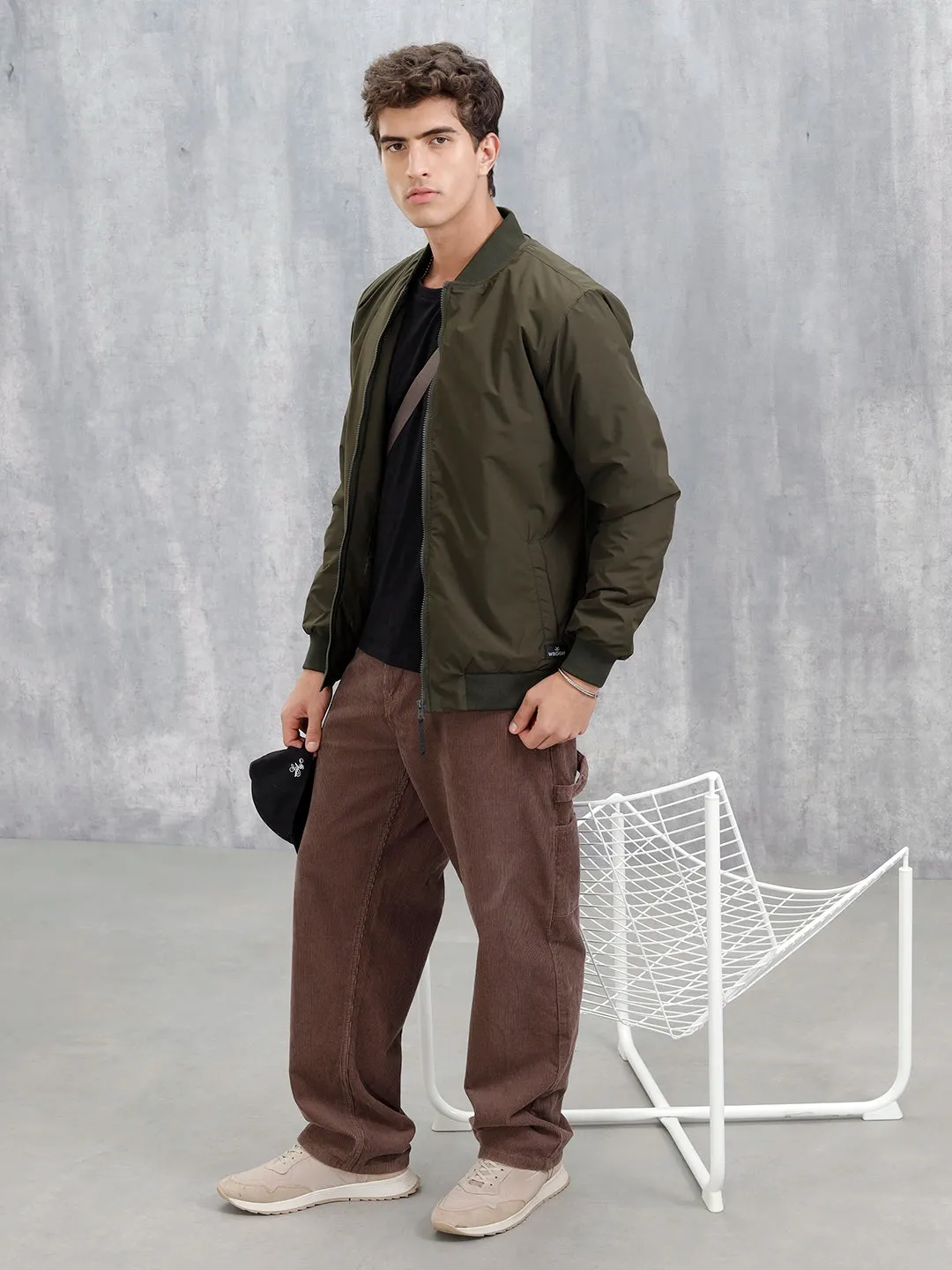 Men's Casual Solid Bomber Jacket | Olive sold by Wrogn product image thumbnail 2
