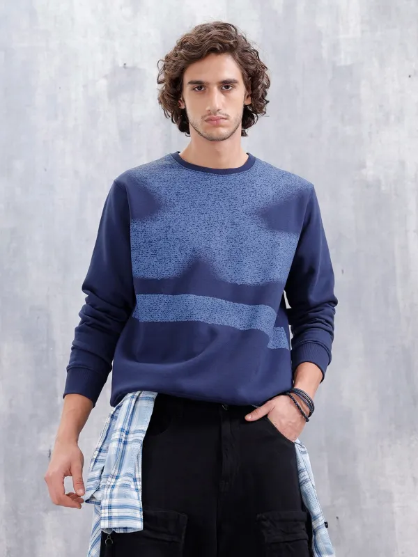 Men's Graphic Printed Sweatshirt | Navy Blue sold by Wrogn