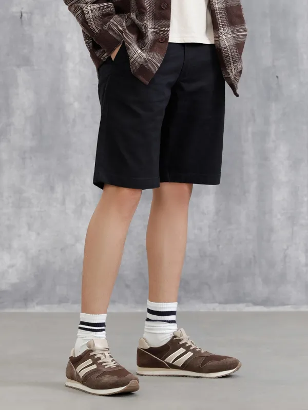 Solid Regular Fit Shorts | Black sold by Wrogn