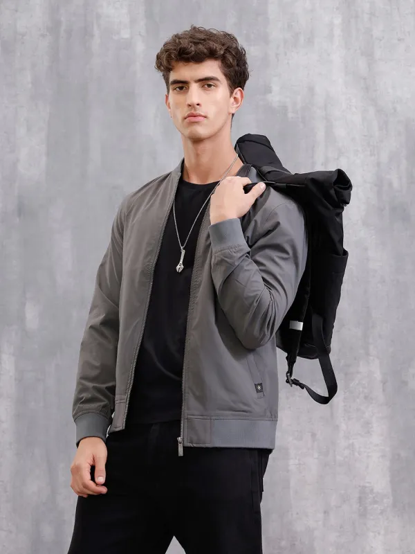 Solid Bomber Jacket | Grey sold by Wrogn