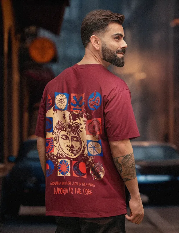 Zen Back Printed T-Shirt | Maroon sold by Wrogn