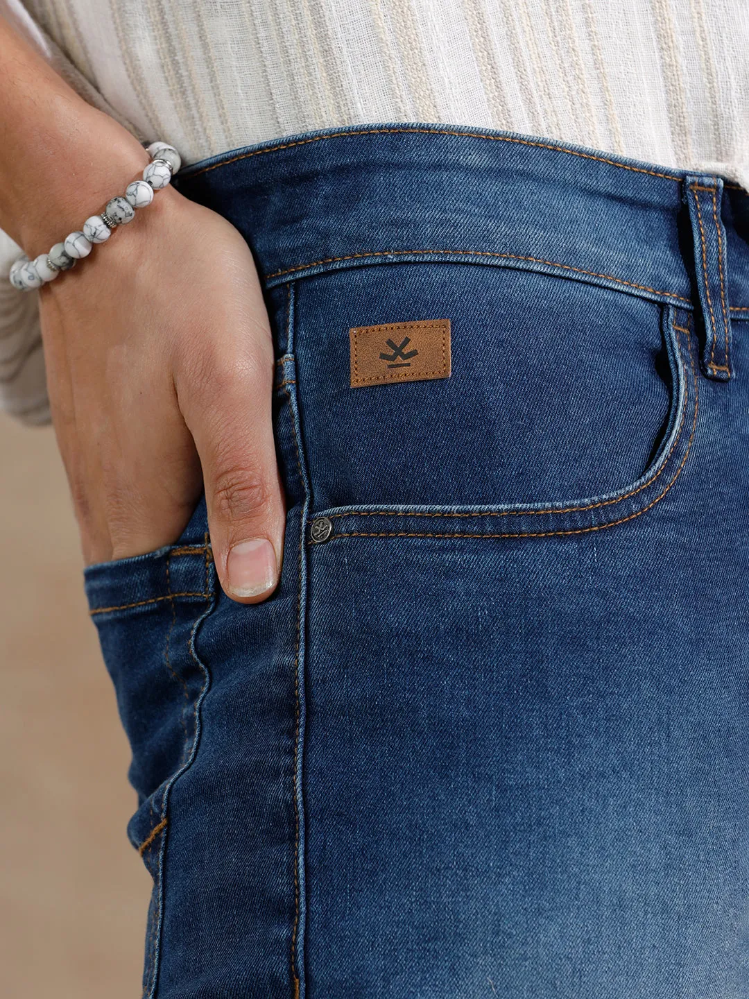 Casual Heavy Fade Slim Fit Jeans | Blue sold by Wrogn product image thumbnail 5
