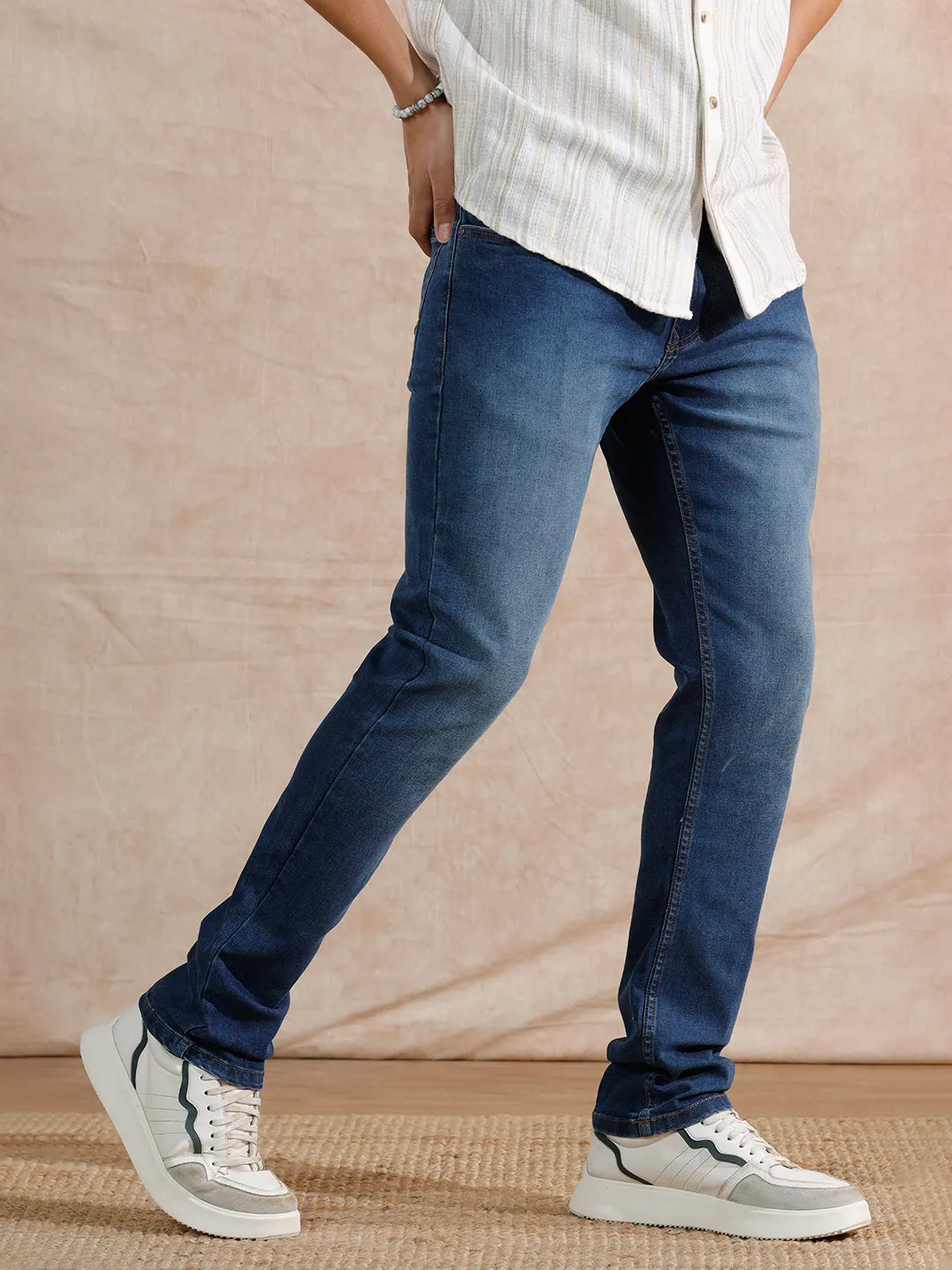 Casual Heavy Fade Slim Fit Jeans | Blue sold by Wrogn product image thumbnail 4