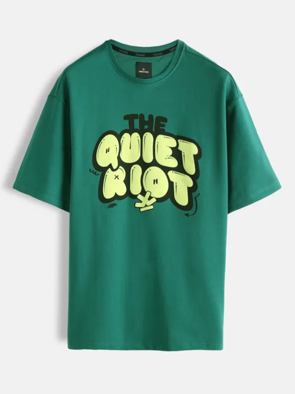 Puff Print Oversized Fit T-Shirt | Green sold by Wrogn