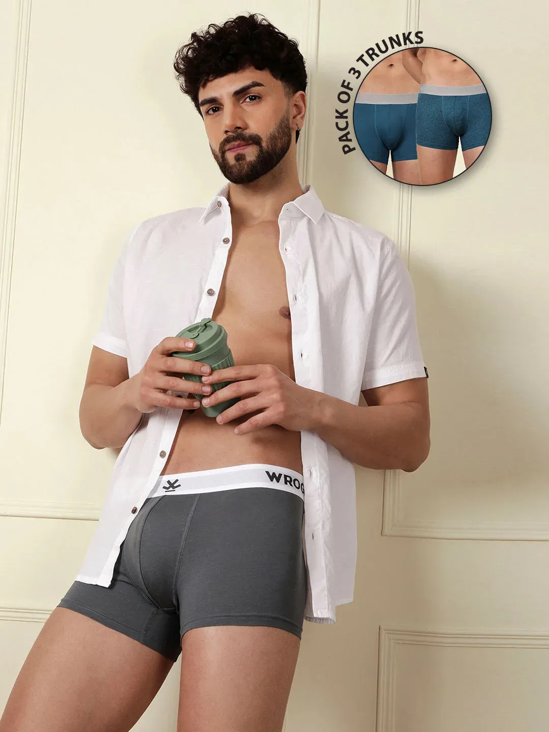 Soft Cotton Solids & Print 3-Pack Trunks sold by Wrogn product image thumbnail 3