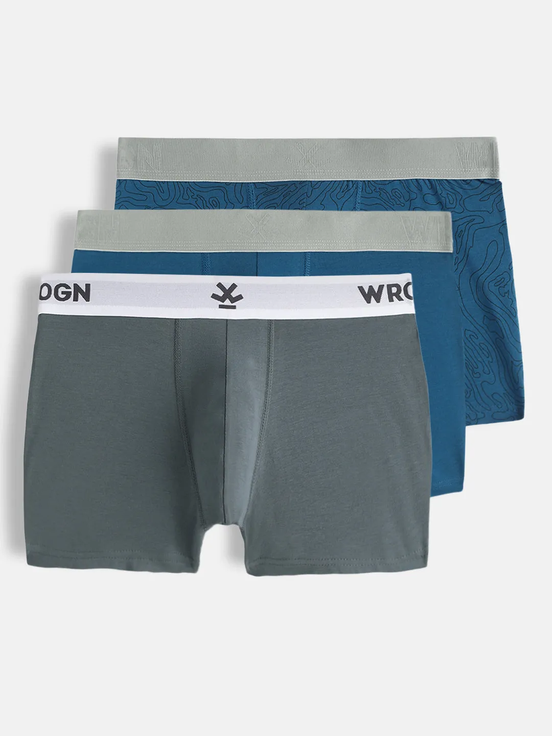 Soft Cotton Solids & Print 3-Pack Trunks sold by Wrogn
