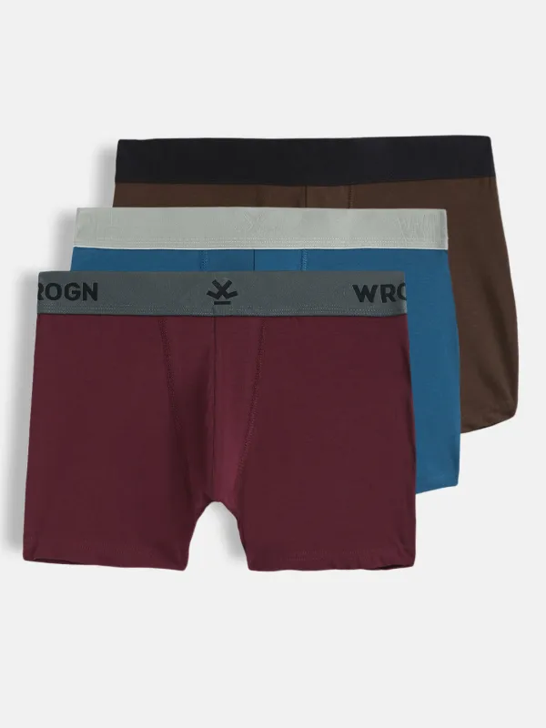 Soft Cotton Solid 3-Pack Trunks sold by Wrogn