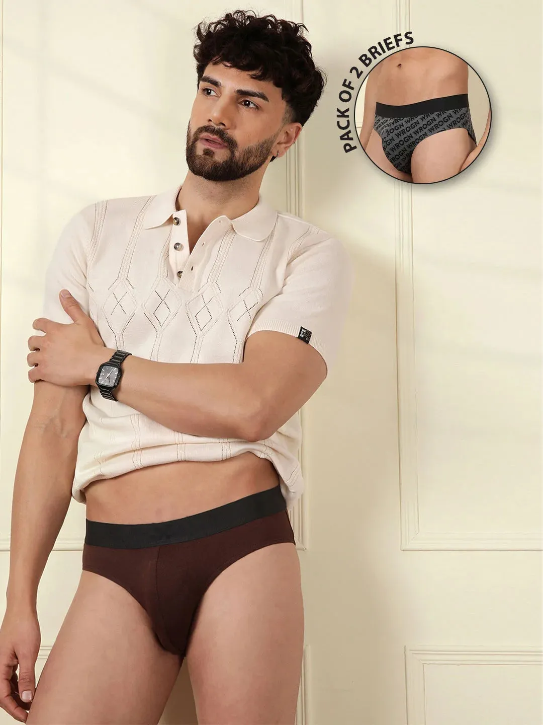 Daily Ease Solid & Print Pack of 2 Briefs sold by Wrogn product image thumbnail 3