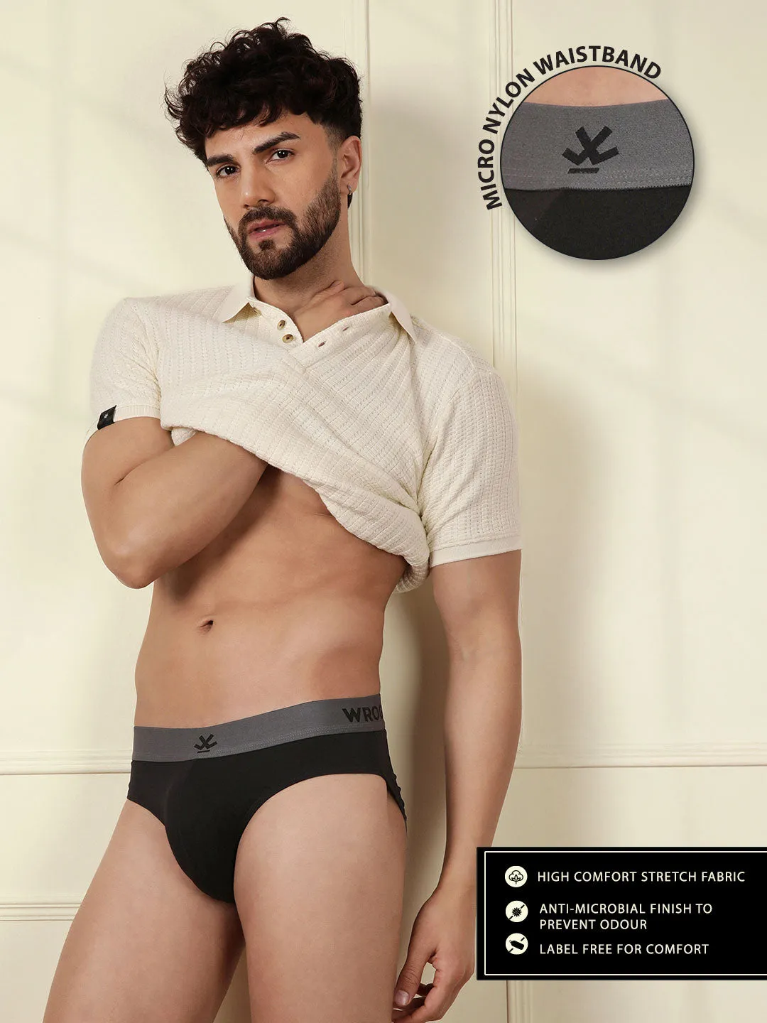 Black Comfort Stretch 1-Pack Brief sold by Wrogn product image thumbnail 2